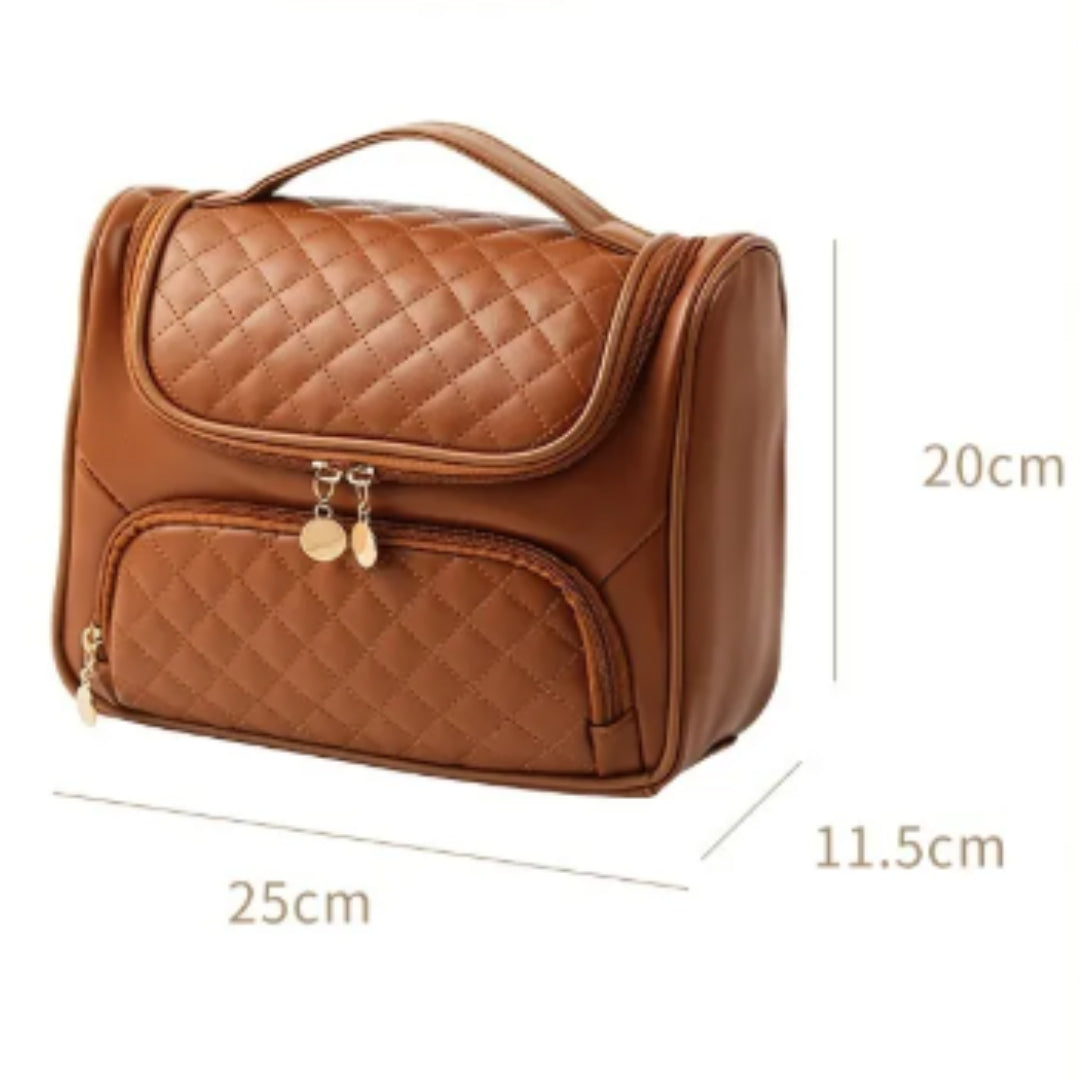 Kosmetiktasche für Damen ⎜ Große Kapazität mit Gesteppter Oberfläche und Praktischem Tragegriff für Unterwegs