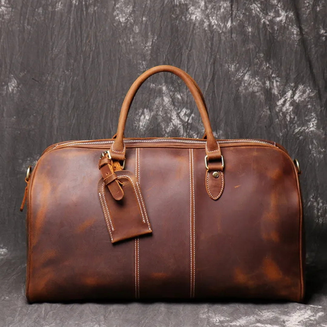 Reisetasche für Herren ⎜ Robuste Ledertasche mit Schultergurt und großer Kapazität