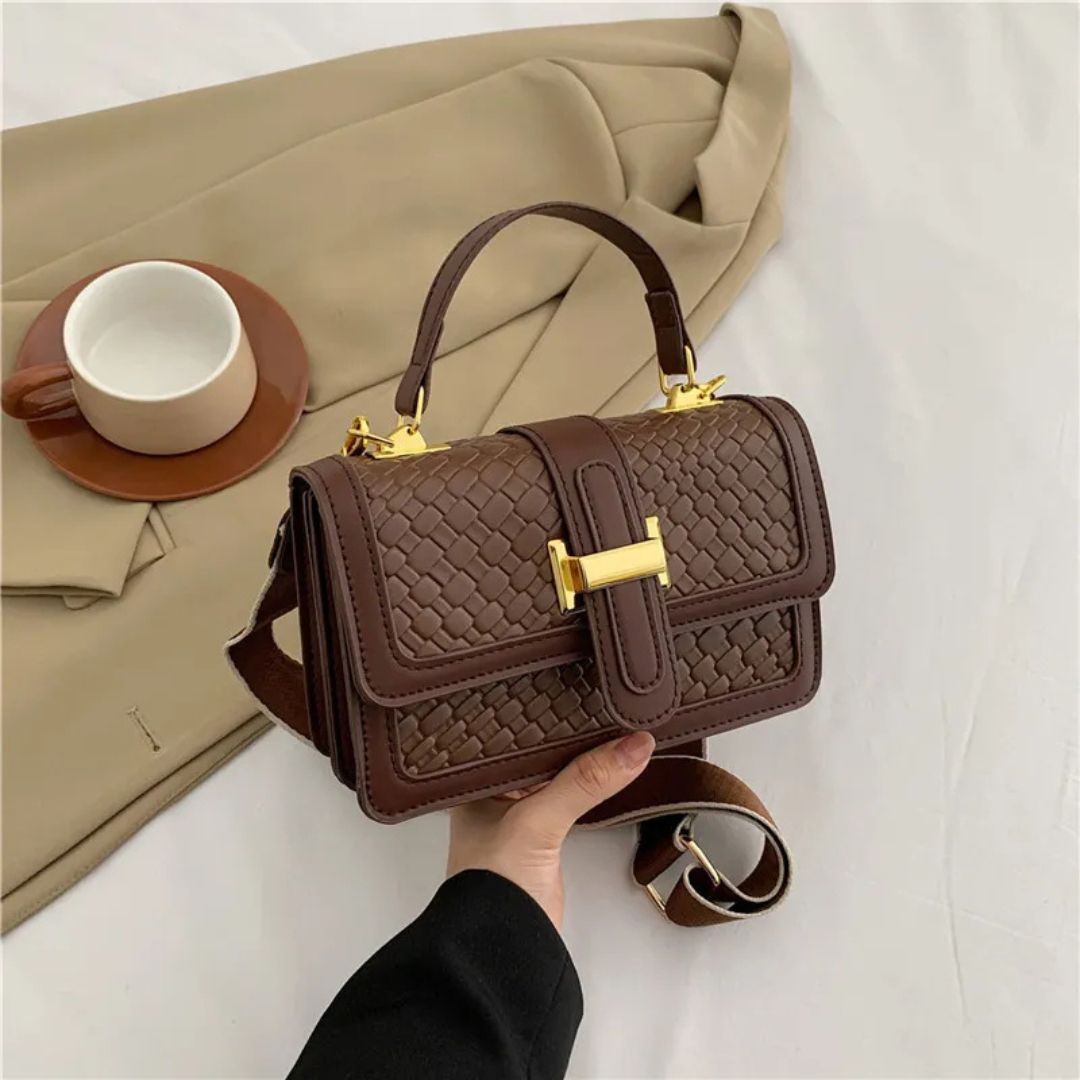 Woven Umhängetasche für Damen ⎜ Kleine Tasche mit geflochtenem Design und praktischem Verschluss