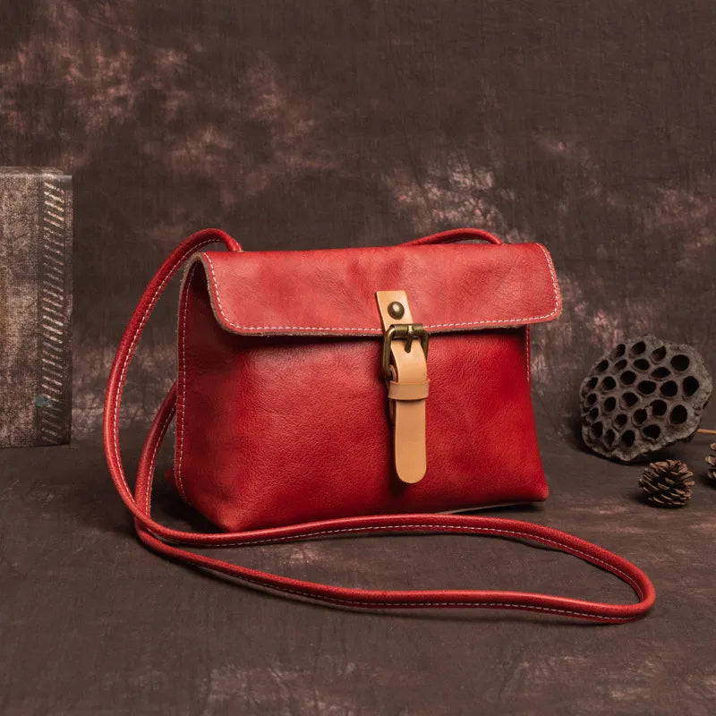 Leder-Umhängetasche für Damen ⎜ Retro-Stil mit weichem Leder und praktischer Verschlussklappe