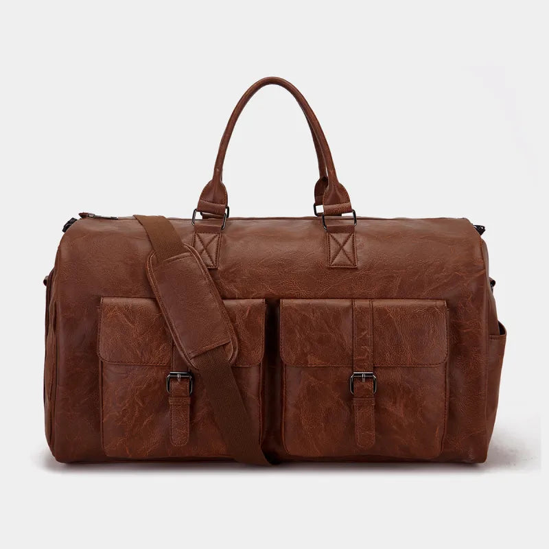 Reisetasche aus PU-Leder ⎜ Praktisches Design mit großer Kapazität und mehreren Außentaschen