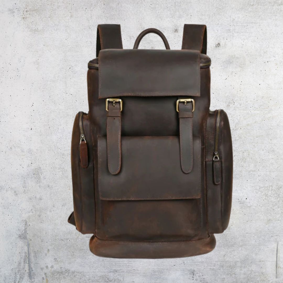 Lederrucksack für Herren ⎜ Robuster Tagesrucksack mit Laptopfach und viel Stauraum