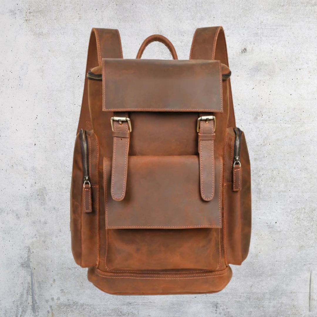 Lederrucksack für Herren ⎜ Robuster Tagesrucksack mit Laptopfach und viel Stauraum