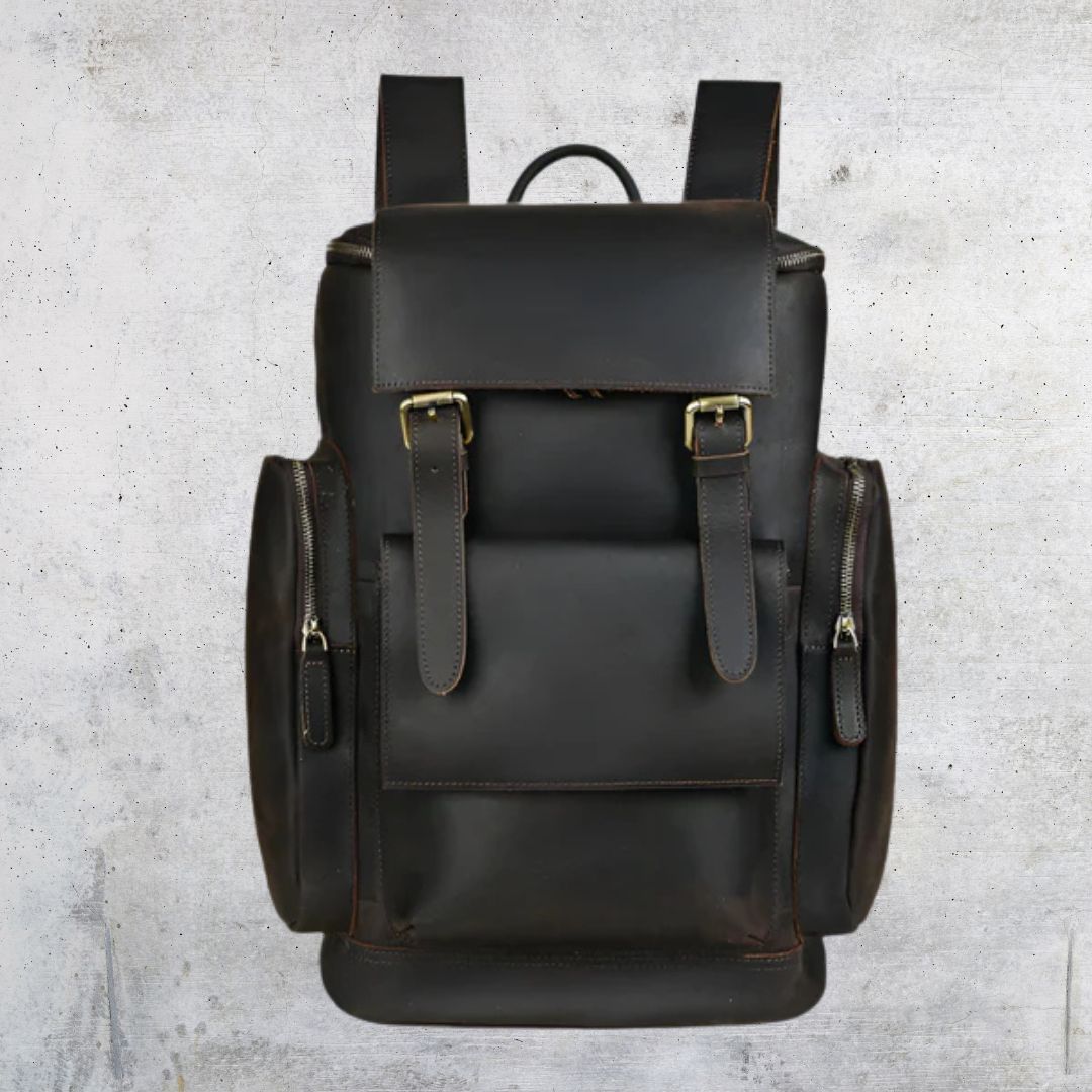Lederrucksack für Herren ⎜ Robuster Tagesrucksack mit Laptopfach und viel Stauraum