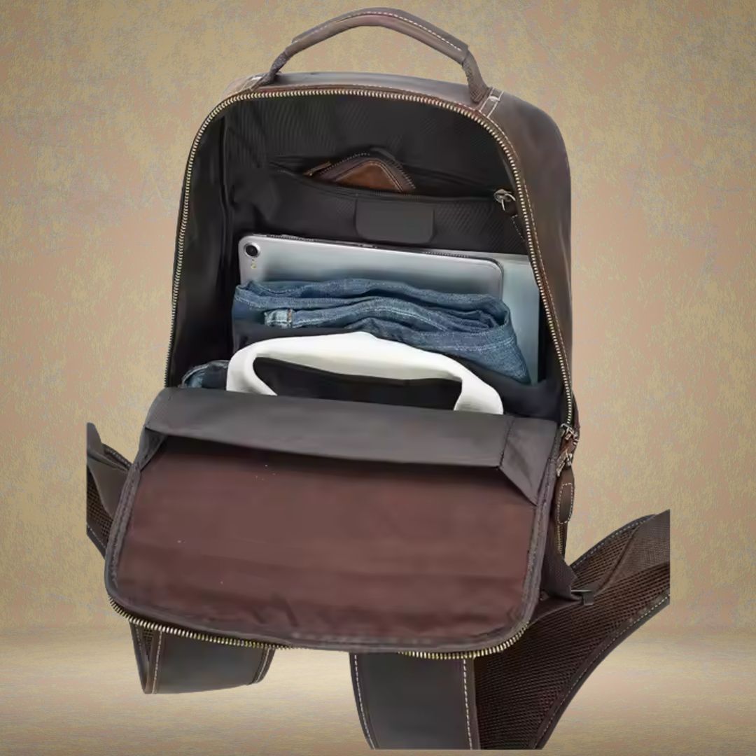Leder Rucksack für Herren ⎜ Stilvolles Design mit großzügigem Stauraum für Reisen und Freizeit