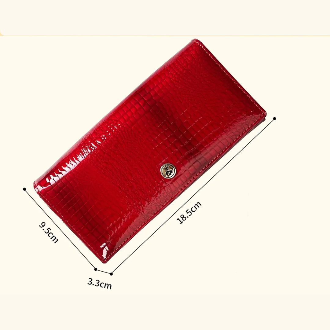 Damen Geldbörse in Kroko-Optik ⎜ Elegante Langbörse mit Schnappverschluss und vielen Fächern