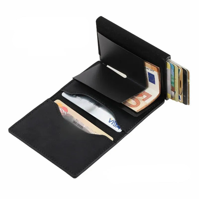 RFID Kartenetui für Herren ⎜ Schlanke Geldbörse mit Zipperfach und Diebstahlschutz für bis zu 8 Karten