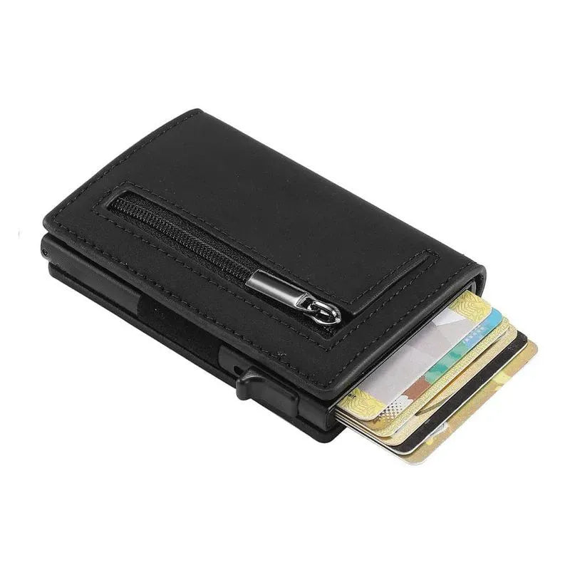 RFID Kartenetui für Herren ⎜ Schlanke Geldbörse mit Zipperfach und Diebstahlschutz für bis zu 8 Karten