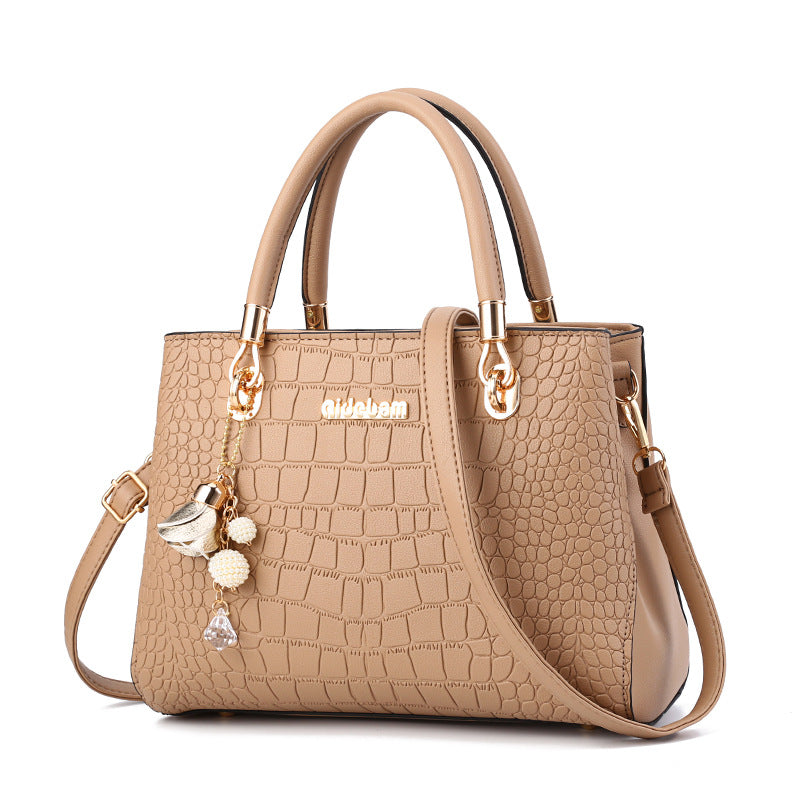 Elegante Handtasche für Damen ⎜ Schlichtes Design im Croco-Look mit verstellbarem Schultergurt