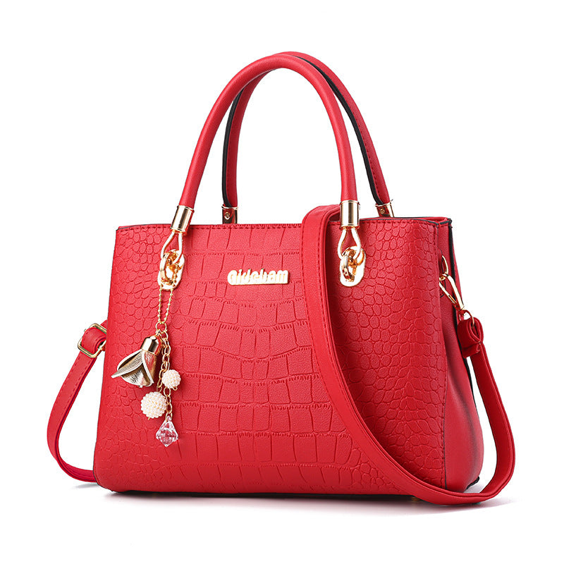 Elegante Handtasche für Damen ⎜ Schlichtes Design im Croco-Look mit verstellbarem Schultergurt