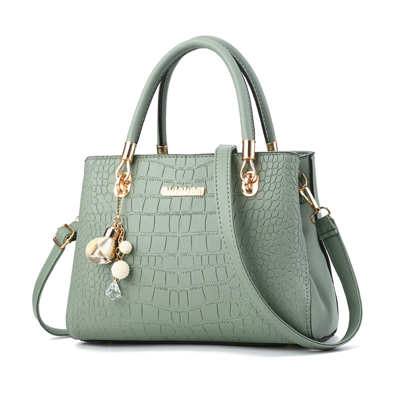 Elegante Handtasche für Damen ⎜ Schlichtes Design im Croco-Look mit verstellbarem Schultergurt