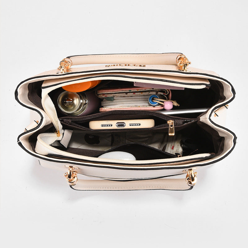 Elegante Handtasche für Damen ⎜ Modische Tasche im minimalistischen Stil mit goldenen Details
