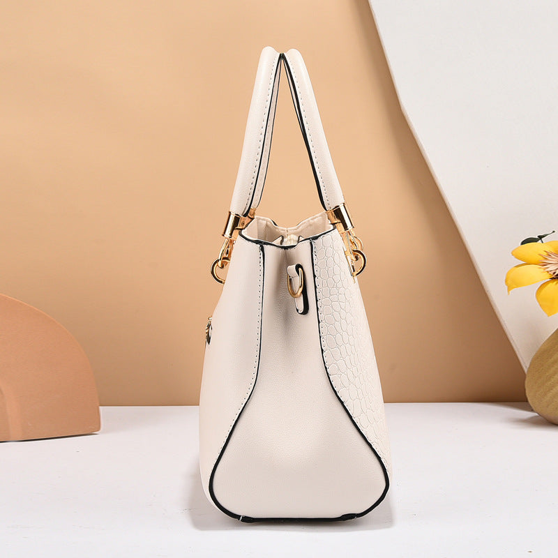 Elegante Handtasche für Damen ⎜ Schlichtes Design im Croco-Look mit verstellbarem Schultergurt