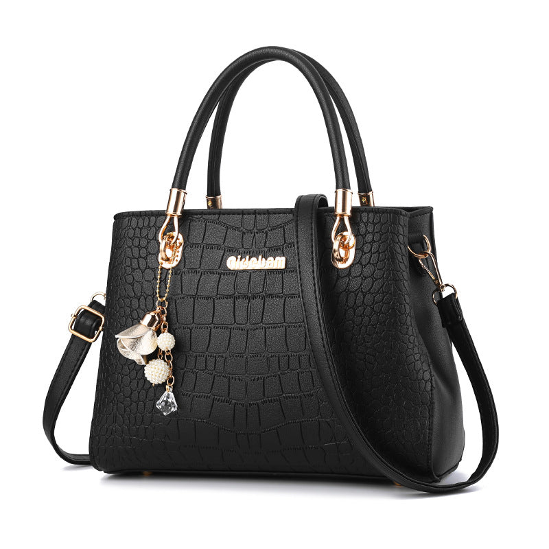 Elegante Handtasche für Damen ⎜ Schlichtes Design im Croco-Look mit verstellbarem Schultergurt