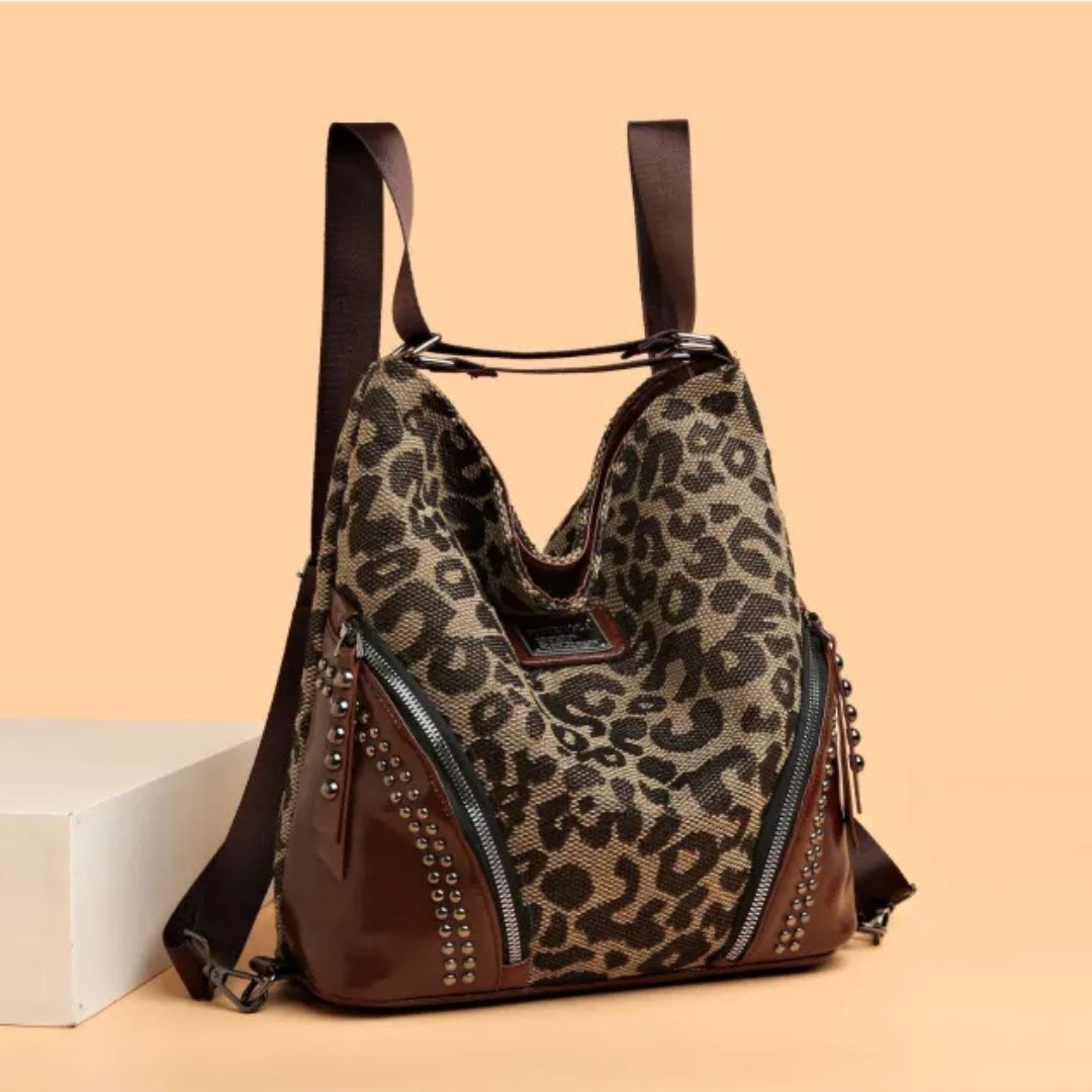 Leoparden-Print Umhängetasche ⎜ Geräumige Tasche im Retro-Stil mit praktischen Fächern