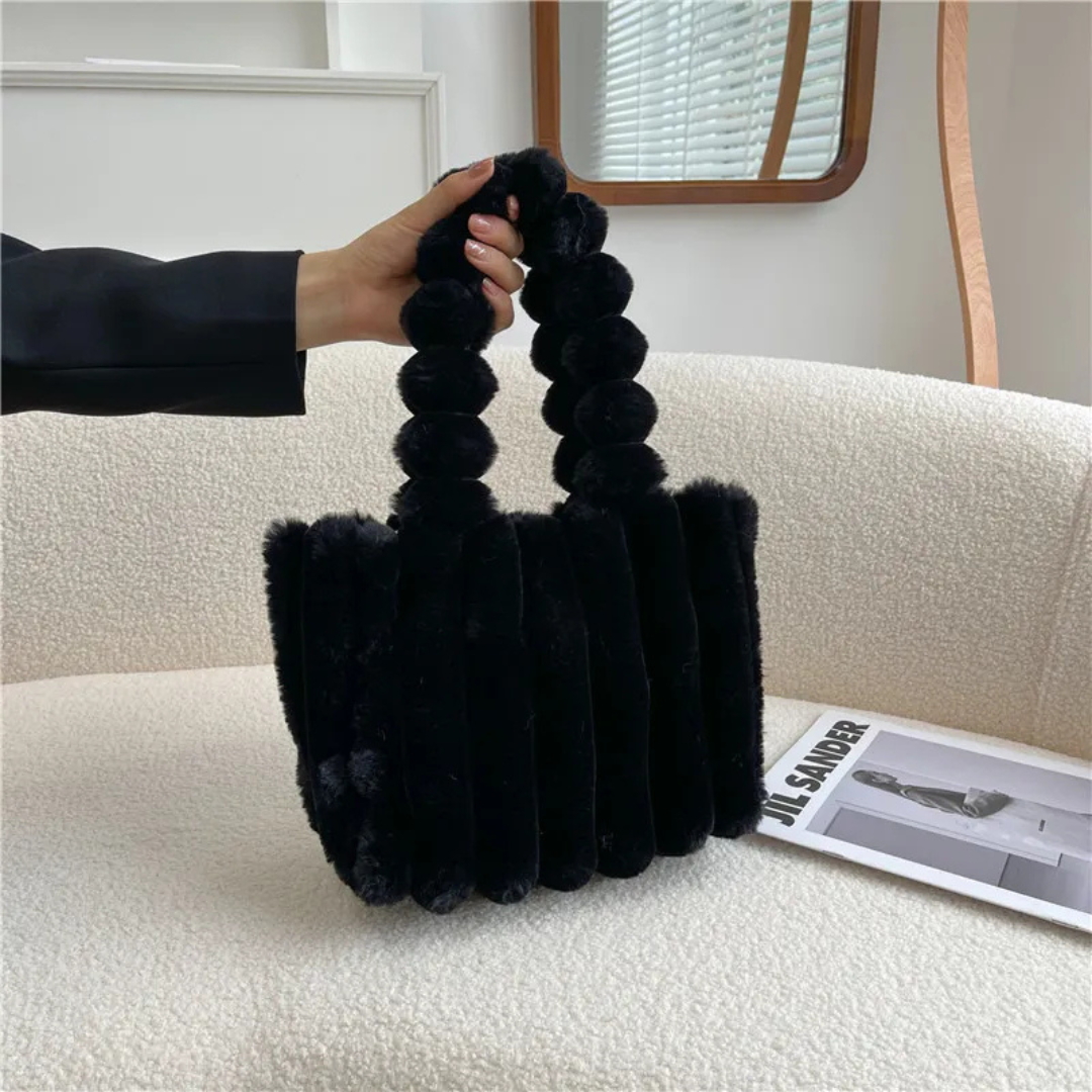 Plüsch Tasche für Damen ⎜ Große Umhängetasche mit weichem Material und stilvollem Design