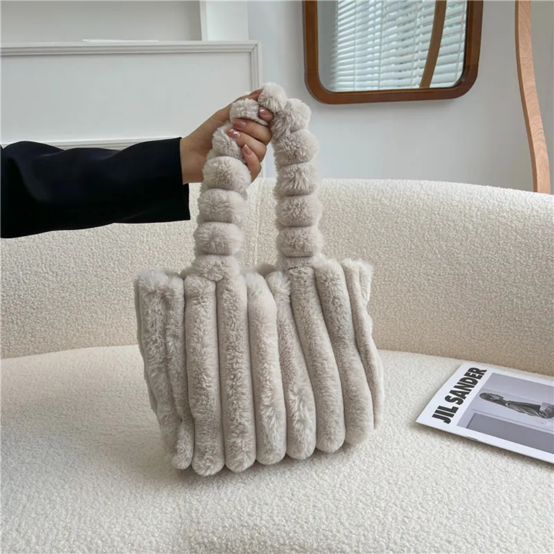 Plüsch Tasche für Damen ⎜ Große Umhängetasche mit weichem Material und stilvollem Design