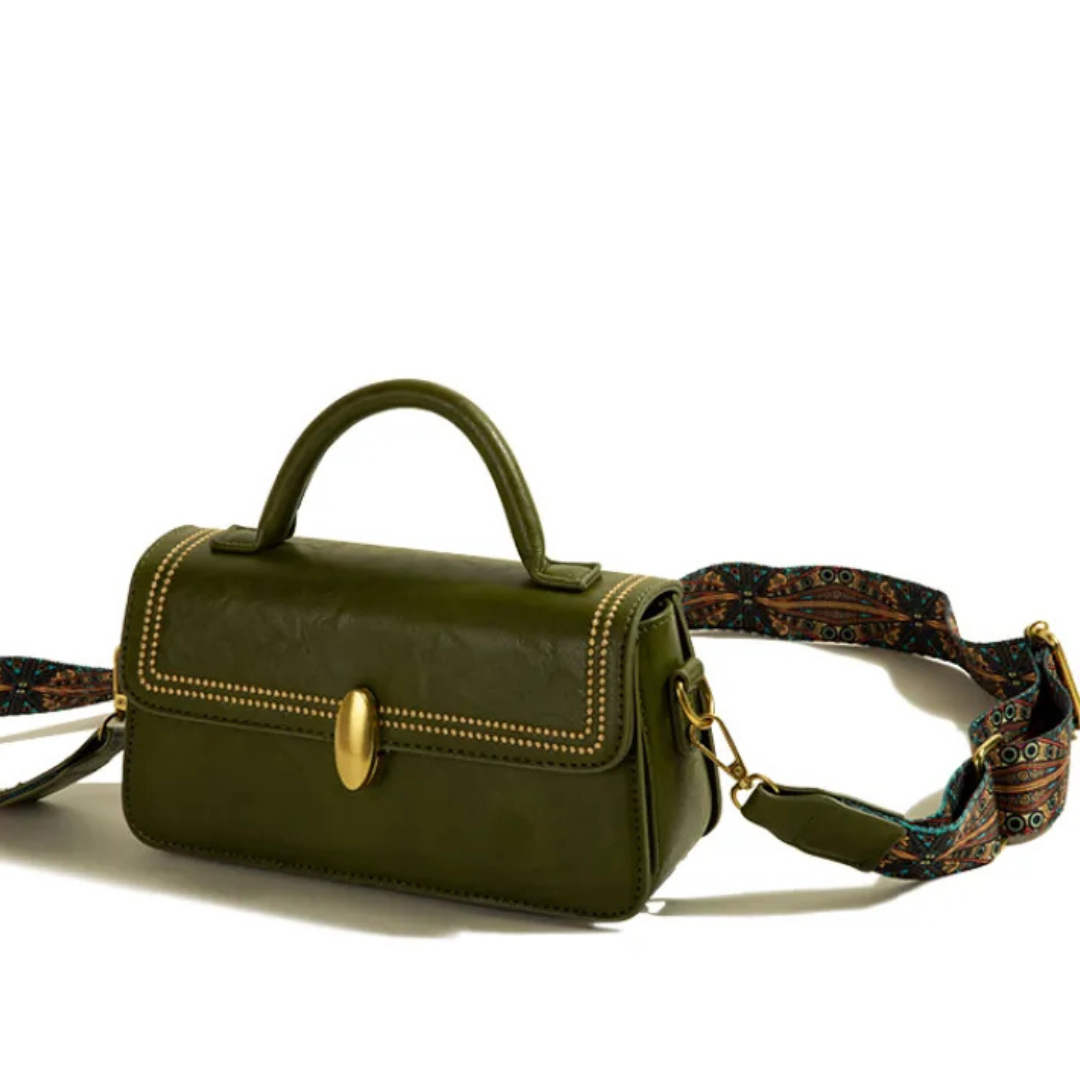 Retro Umhängetasche für Damen ⎜Stilvolle Tasche mit goldenen Details