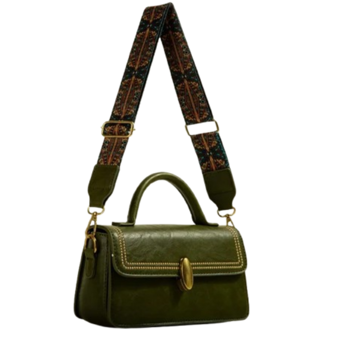 Retro Umhängetasche für Damen ⎜Stilvolle Tasche mit goldenen Details