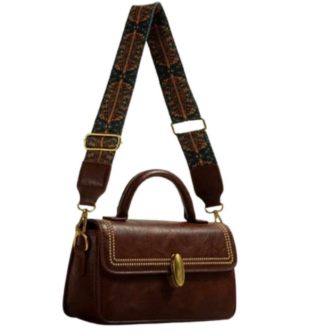 Retro Umhängetasche für Damen ⎜Stilvolle Tasche mit goldenen Details