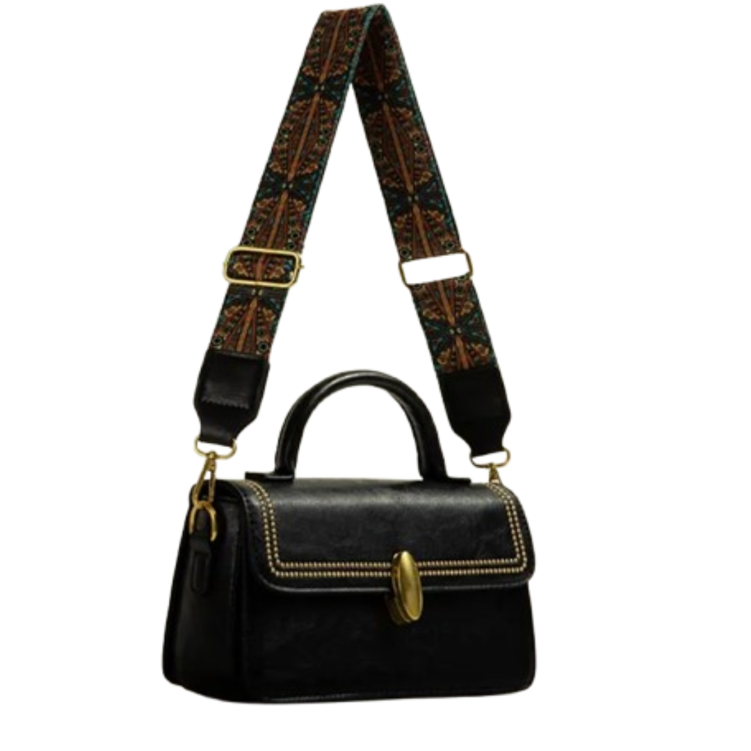 Retro Umhängetasche für Damen ⎜Stilvolle Tasche mit goldenen Details