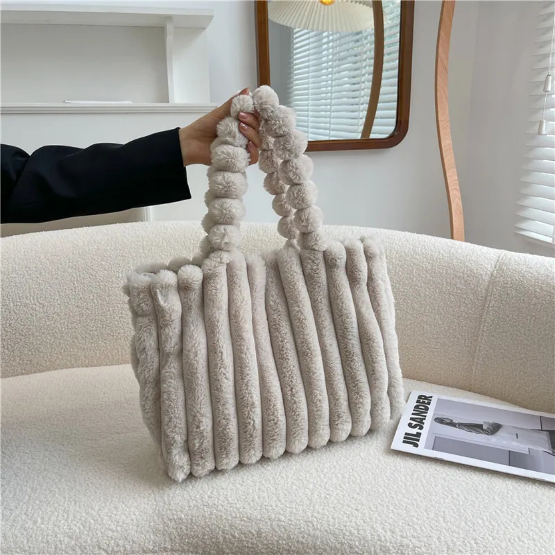 Plüsch Tasche für Damen ⎜ Große Umhängetasche mit weichem Material und stilvollem Design