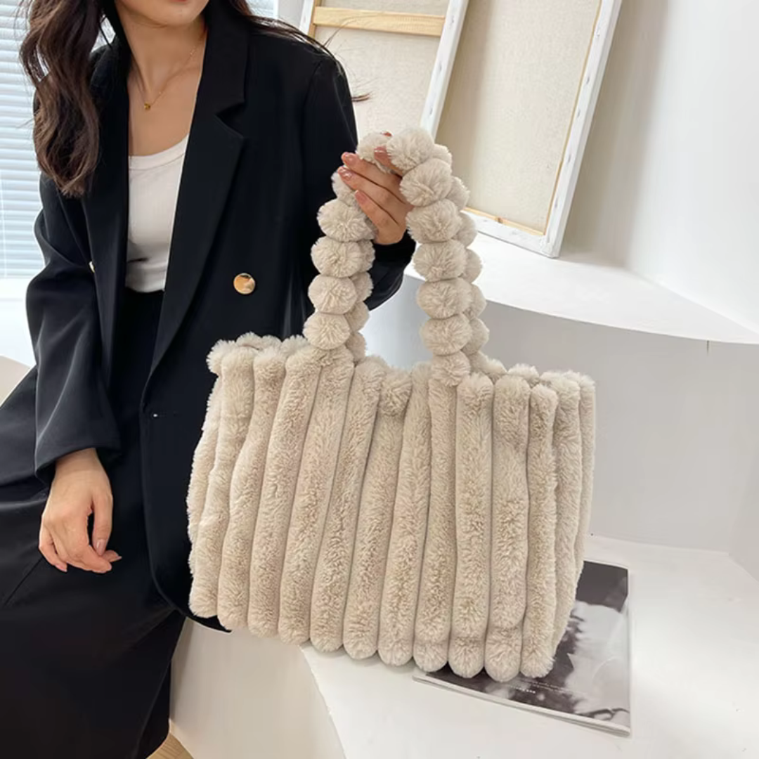 Plüsch Tasche für Damen ⎜ Große Umhängetasche mit weichem Material und stilvollem Design