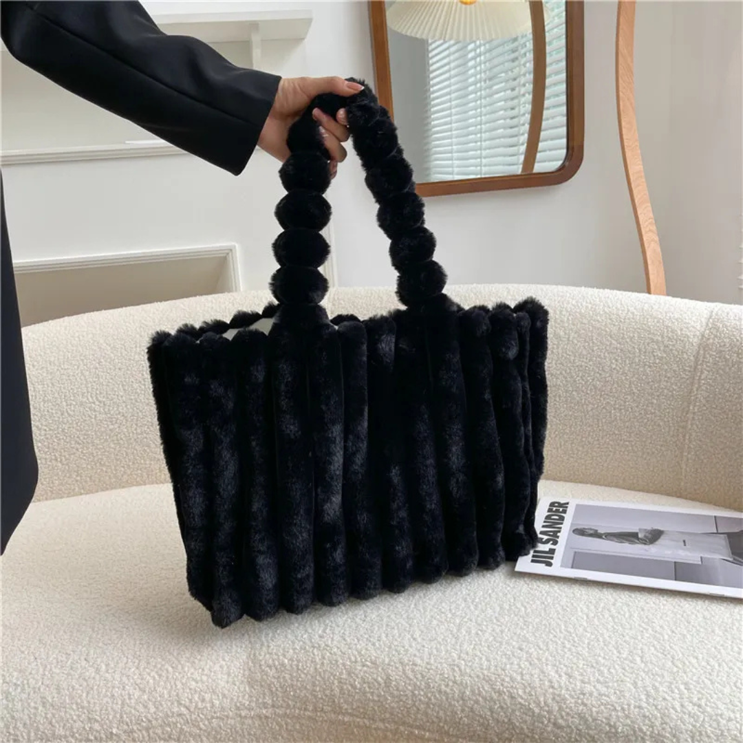Plüsch Tasche für Damen ⎜ Große Umhängetasche mit weichem Material und stilvollem Design