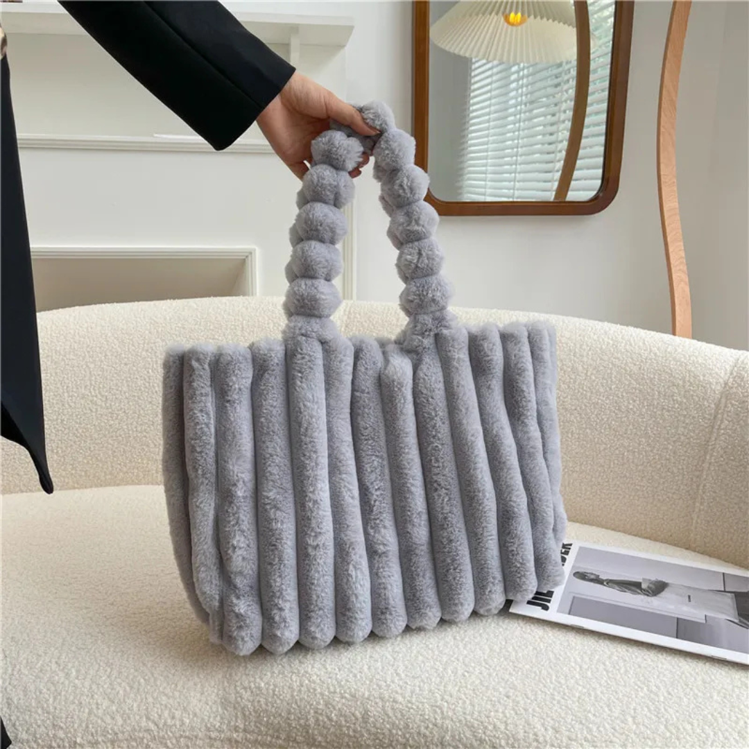 Plüsch Tasche für Damen ⎜ Große Umhängetasche mit weichem Material und stilvollem Design