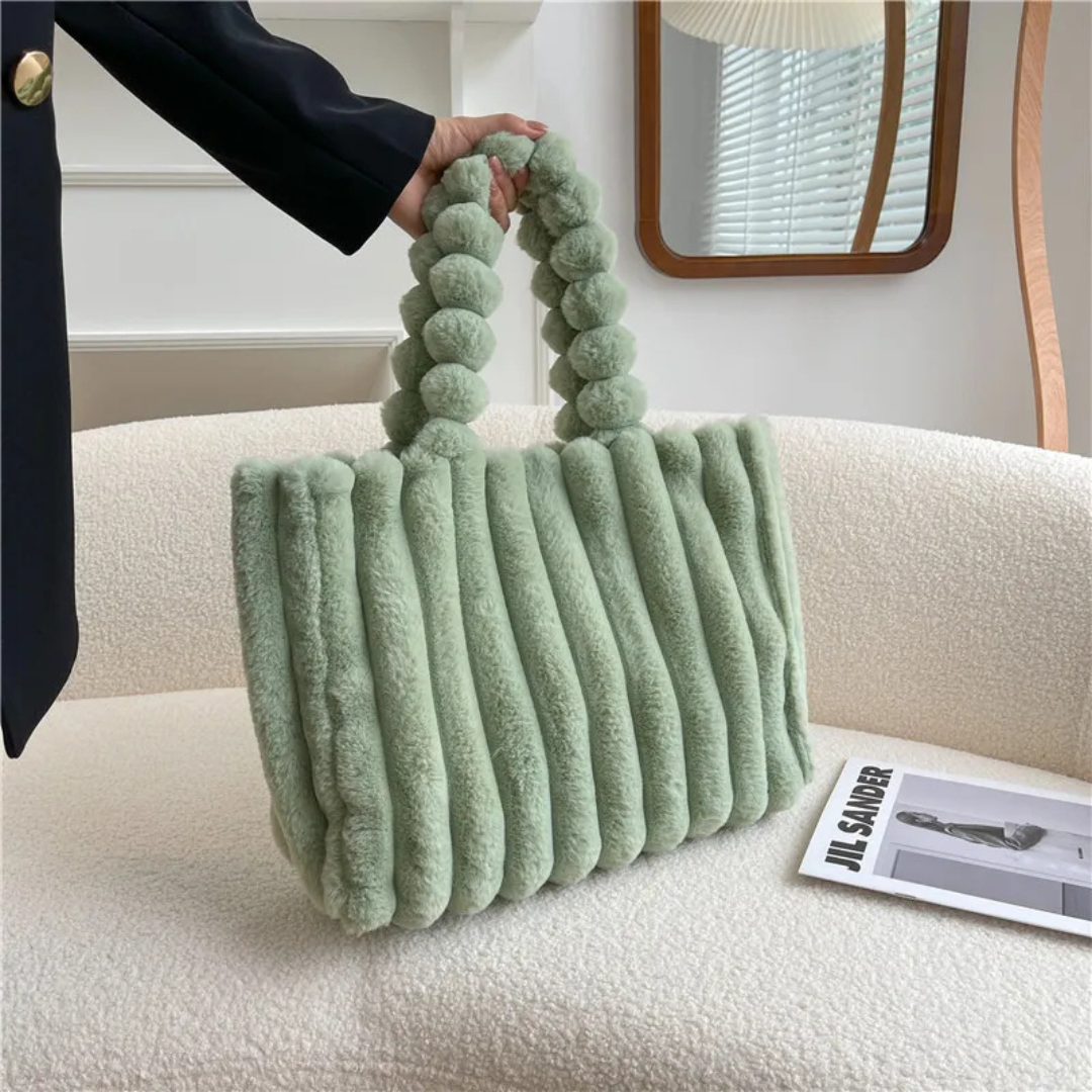 Plüsch Tasche für Damen ⎜ Große Umhängetasche mit weichem Material und stilvollem Design