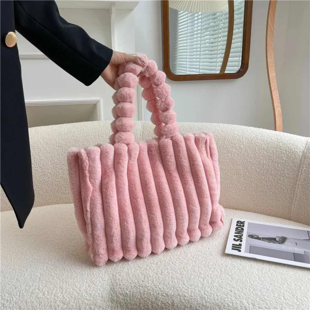 Plüsch Tasche für Damen ⎜ Große Umhängetasche mit weichem Material und stilvollem Design