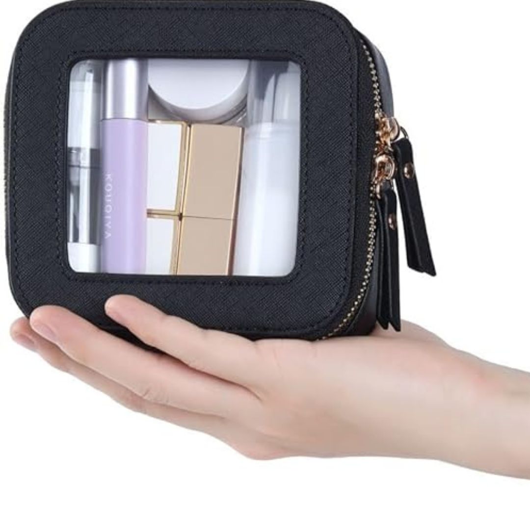 Kosmetiktasche für Damen ⎜ Kompakte Aufbewahrung mit Sichtfenster und Reißverschluss für Kosmetik