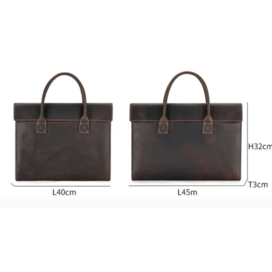 Laptoptasche aus Echtleder ⎜ Stilvolle Aktentasche mit elegantem Design und praktischen Tragegriffen