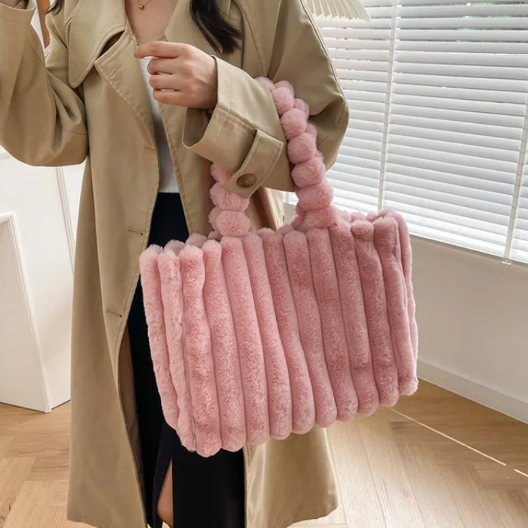 Plüsch Tasche für Damen ⎜ Große Umhängetasche mit weichem Material und stilvollem Design