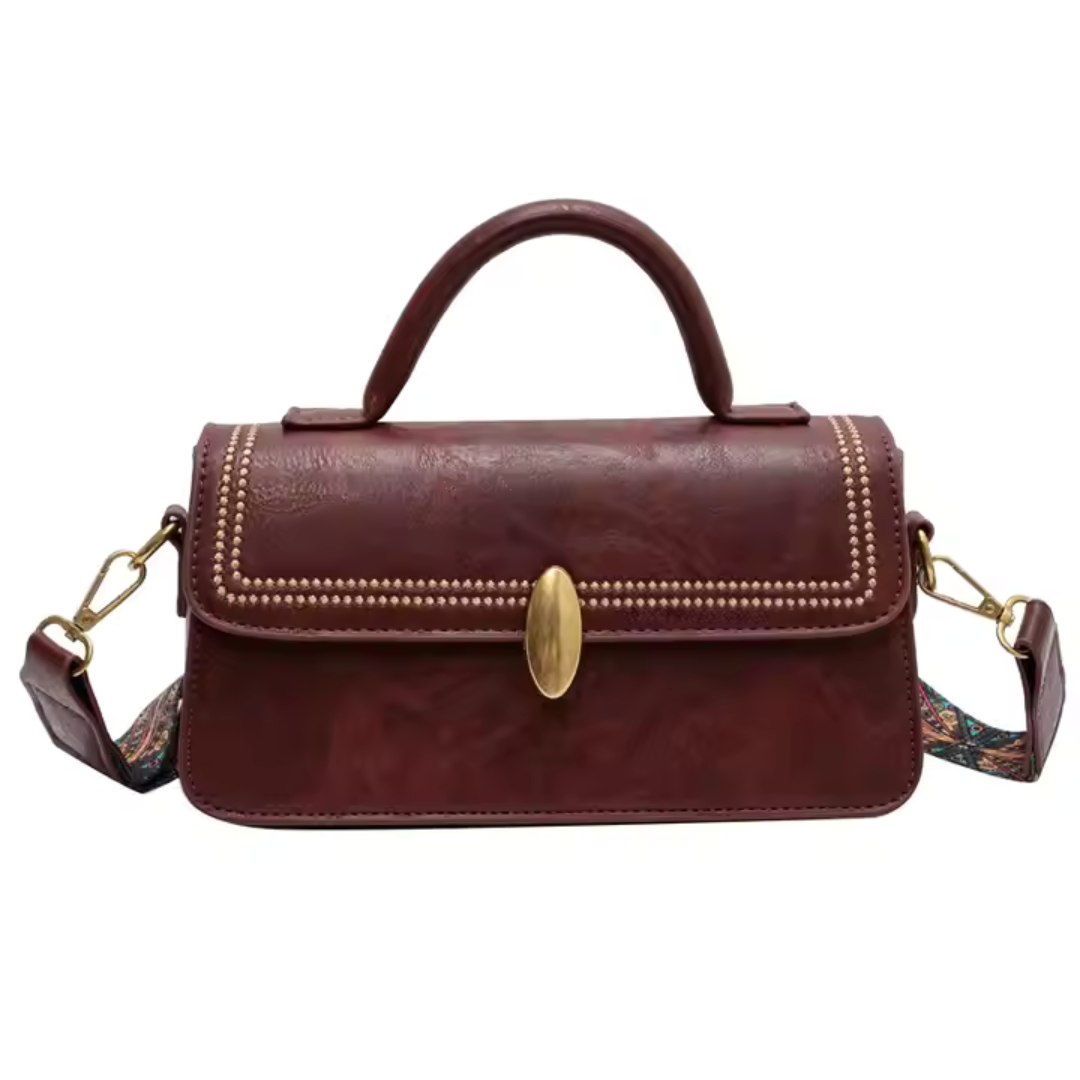 Retro Umhängetasche für Damen ⎜Stilvolle Tasche mit goldenen Details