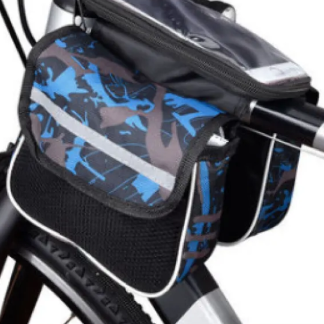 Fahrrad-Rahmentasche mit Handyfach ⎜ Wasserdichte Oberrohrtasche mit Stauraum und Touchscreen-Fenster
