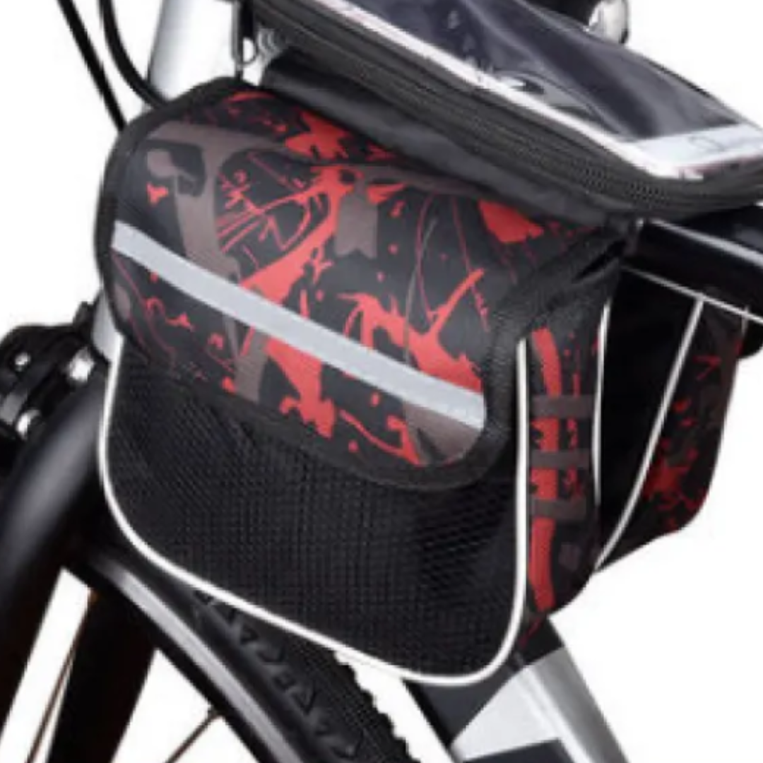Fahrrad-Rahmentasche mit Handyfach ⎜ Wasserdichte Oberrohrtasche mit Stauraum und Touchscreen-Fenster