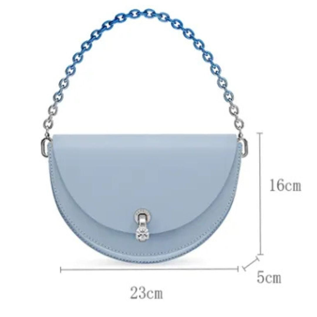 Umhängetasche für Damen ⎜ Stilvolle Handtasche mit Diamantverschluss und Kettenriemen