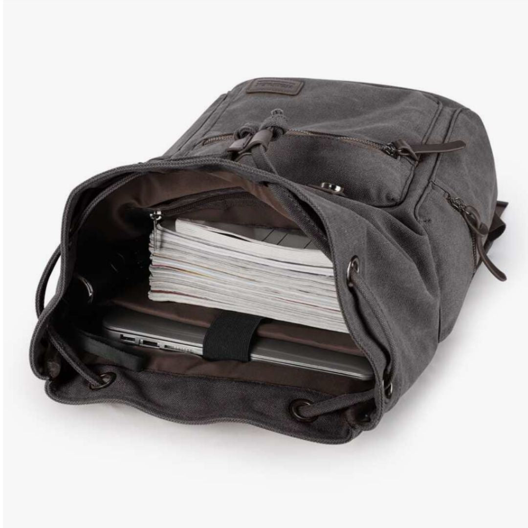 Retro Rucksack für Herren ⎜ Robuster Canvas-Rucksack mit mehreren Fächern für Alltag und Freizeit