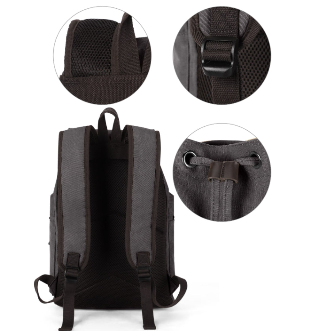Retro Rucksack für Herren ⎜ Robuster Canvas-Rucksack mit mehreren Fächern für Alltag und Freizeit