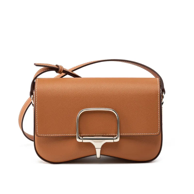 Leder Umhängetasche für Damen ⎜ Elegante Tasche mit Schnallenverschluss und verstellbarem Gurt