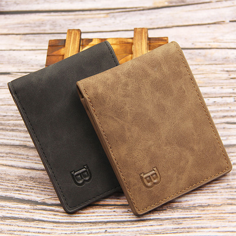 Herren Geldbörse aus Vintage-Leder ⎜ Schlanke Brieftasche mit Kartenfächern und Reißverschlussfach