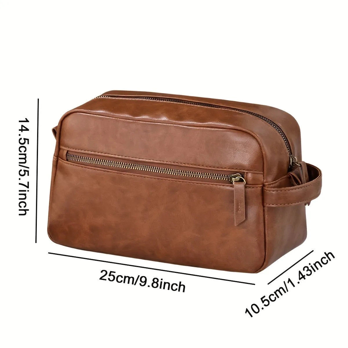 Leder Kulturbeutel für Herren ⎜ Große Reise-Tasche mit praktischen Fächern und robustem Reißverschluss