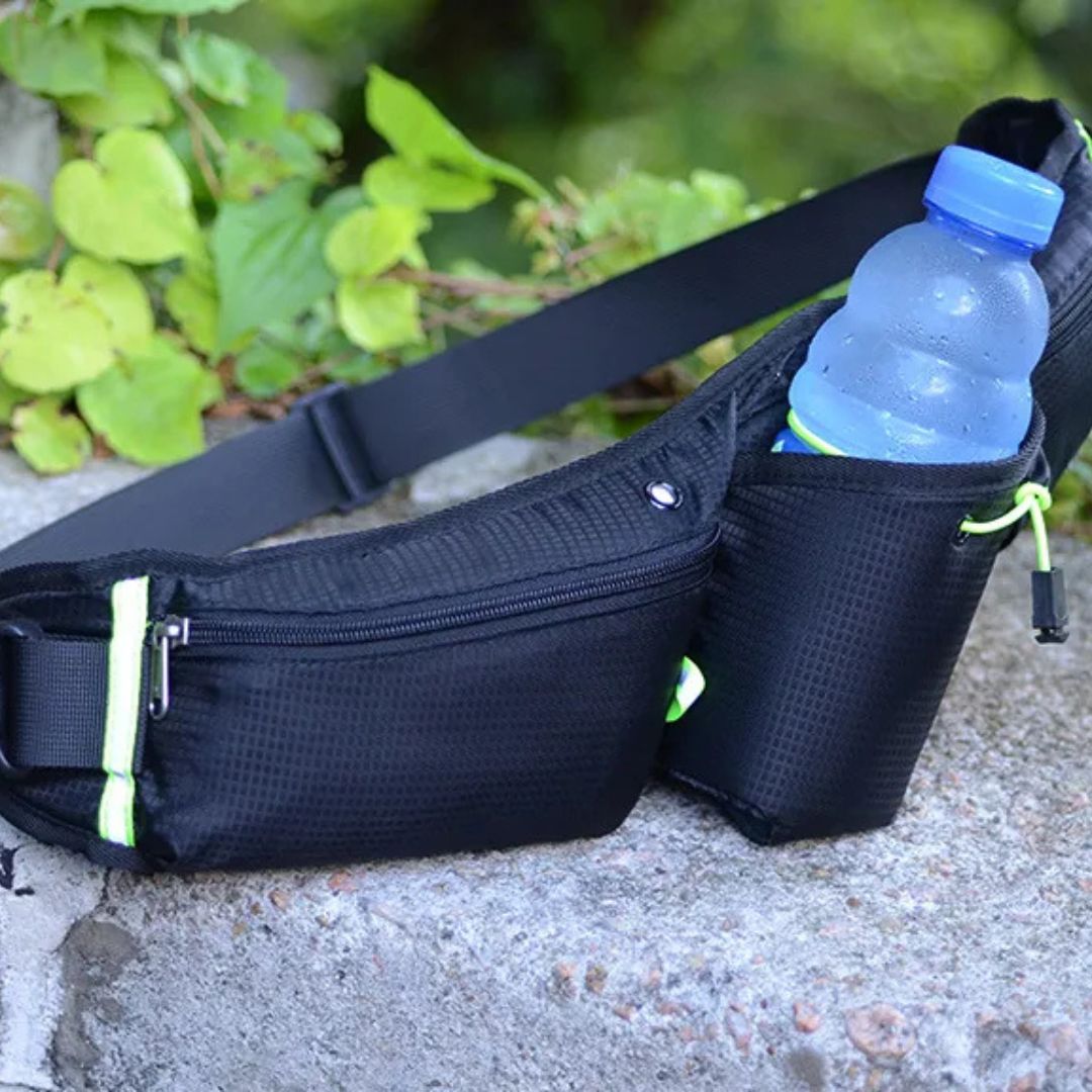 Laufgürteltasche für Damen und Herren ⎜ Sportliche Hüfttasche mit Flaschenhalter und Handyfach für unterwegs