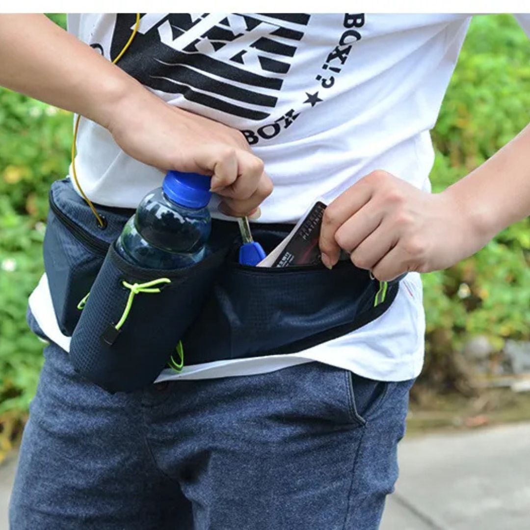 Laufgürteltasche für Damen und Herren ⎜ Sportliche Hüfttasche mit Flaschenhalter und Handyfach für unterwegs