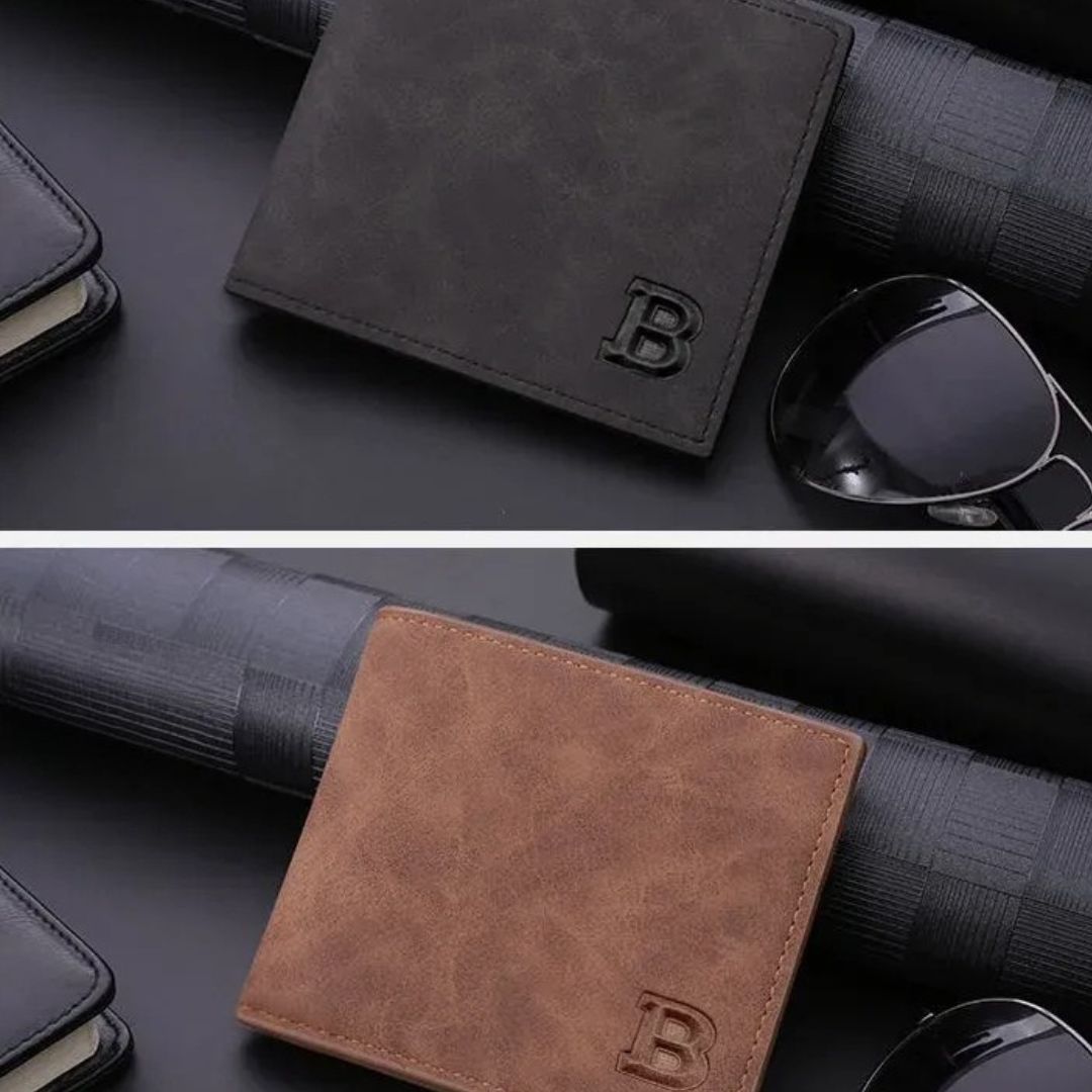 Herren Geldbörse aus Vintage-Leder ⎜ Schlanke Brieftasche mit Kartenfächern und Reißverschlussfach