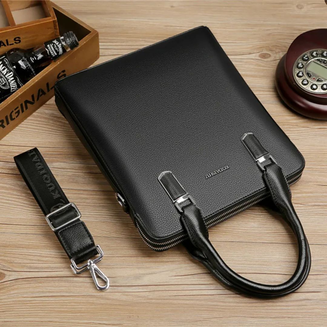 Herren Handtasche ⎜ Edle Echtleder-Aktentasche mit Großem Stauraum und Doppelreißverschluss