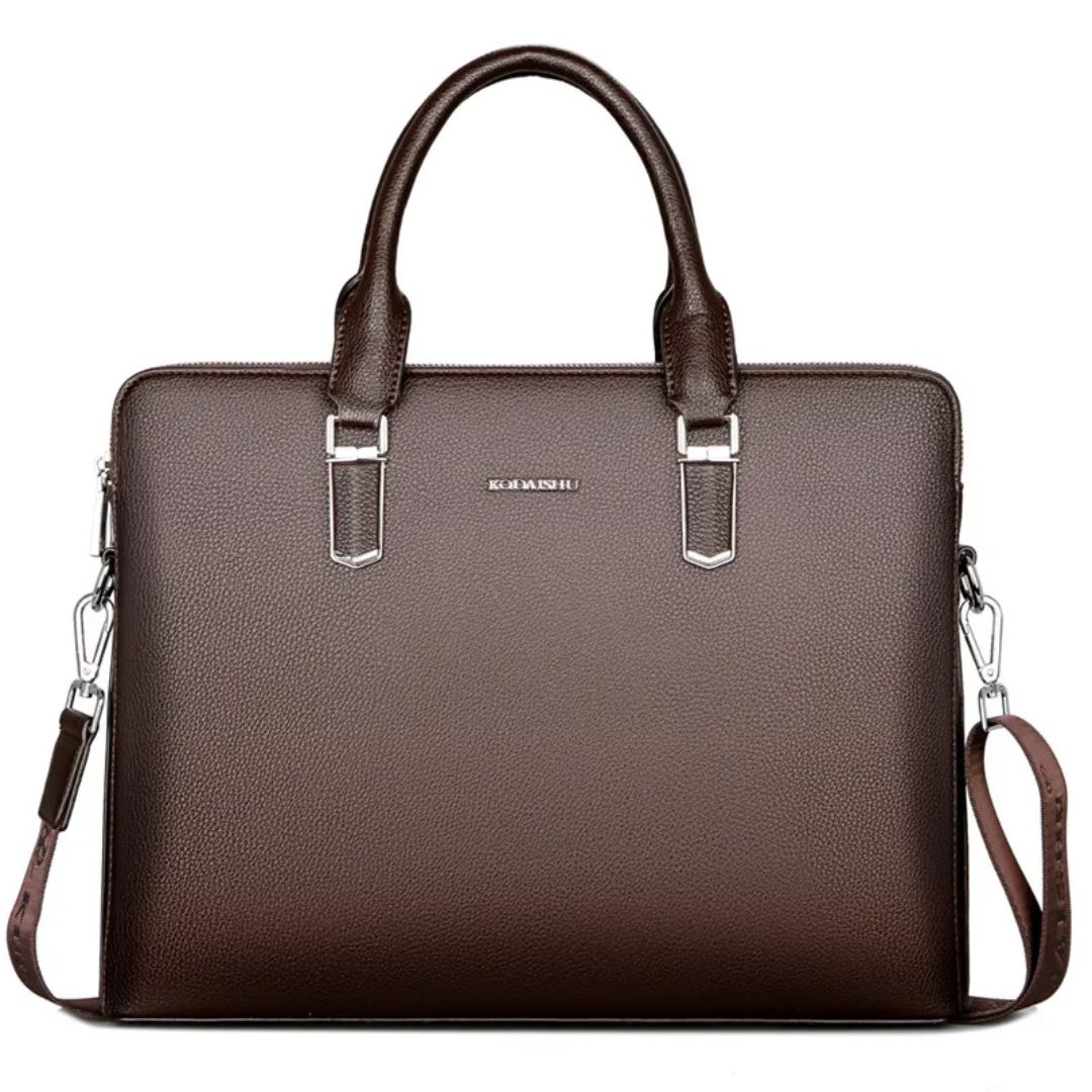 Herren Handtasche ⎜ Edle Echtleder-Aktentasche mit Großem Stauraum und Doppelreißverschluss