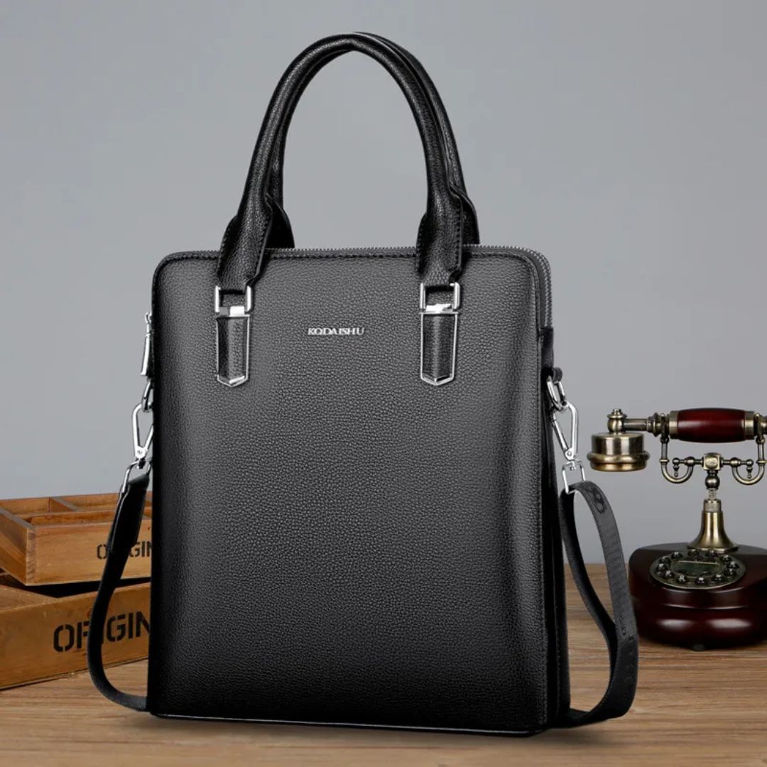 Herren Handtasche ⎜ Edle Echtleder-Aktentasche mit Großem Stauraum und Doppelreißverschluss