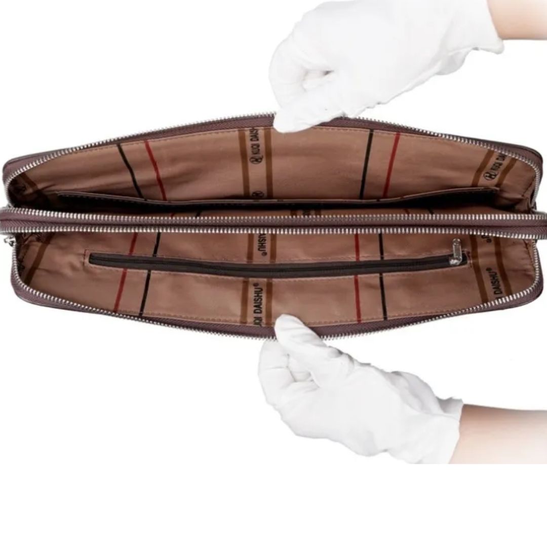 Herren Handtasche ⎜ Edle Echtleder-Aktentasche mit Großem Stauraum und Doppelreißverschluss